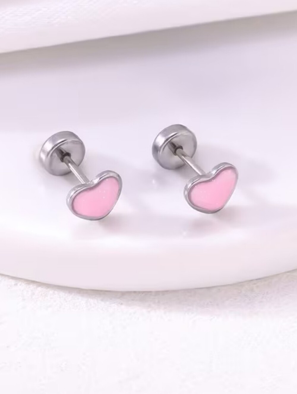 Pink Heart Flat Back Earrings